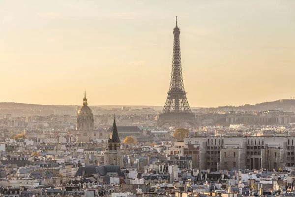 Paris Photography: Paris And Eiffel Tower At Sunset, France II by Matteo Colombo