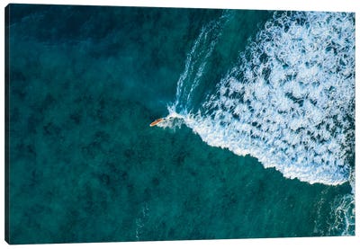 Surfer In The Ocean, Hawaii Canvas Art Print - Aerial Photography