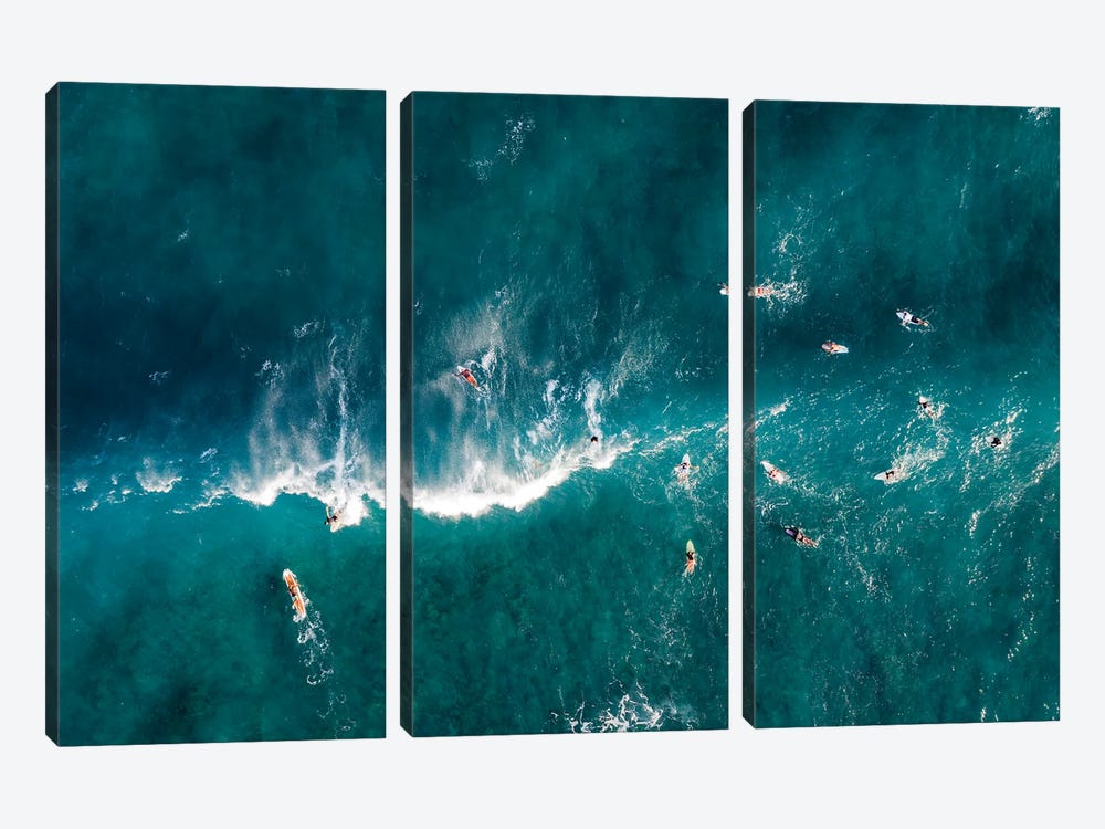 Surfing In Hawaii by Matteo Colombo 3-piece Canvas Artwork
