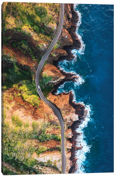 Coastal Road, Oahu, Hawaii Canvas Art Print - Aerial Photography