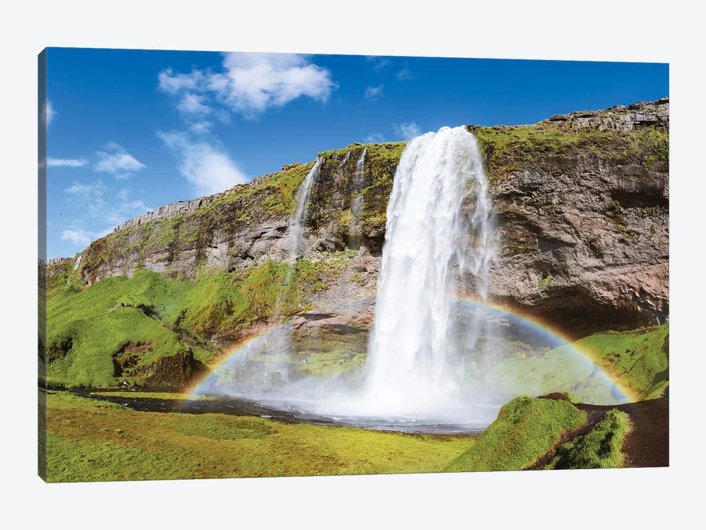 Rainbow At Seljalandsfoss Waterfall, Iceland by Matteo Colombo 1-piece Canvas Art Print
