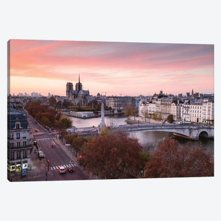 Panoramic Sunset Over The River Se - Canvas Art Print | Matteo Colombo