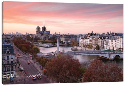 Romantic Sunset Over Paris Canvas Art Print - Paris Photography