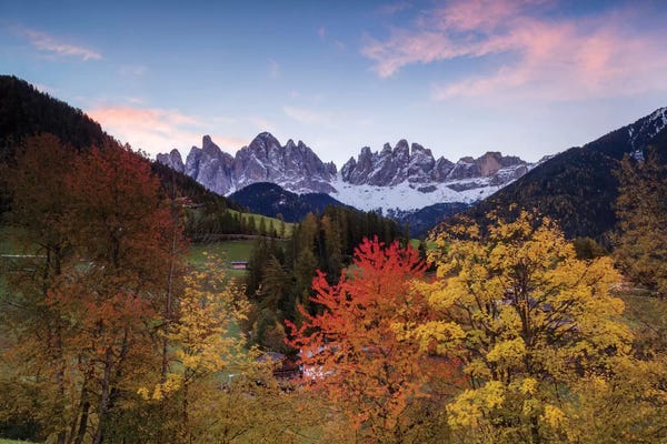 Snowy Mountains: Autumn Landscape II, Odle/Geisler Group, Dolomites, Val di Funes, South Tyrol Province, Italy by Matteo Colombo