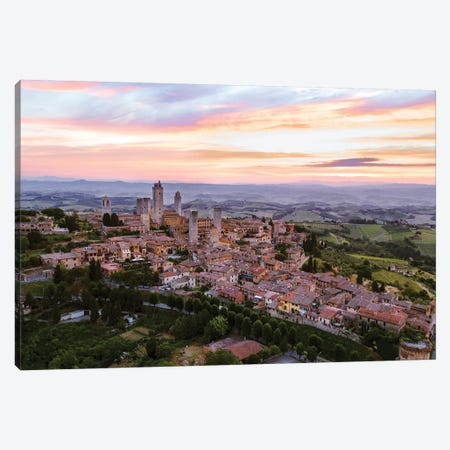San Gimignano Aerial, Tuscany, Italy Canvas Print #TEO160} by Matteo Colombo Canvas Art Print
