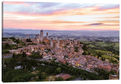 San Gimignano Aerial, Tuscany, Italy Canvas Art Print - Tuscany Art