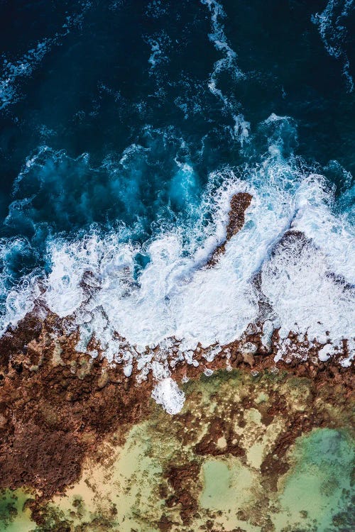 Ocean Waves Crashing On The Cliffs, Nature Abstract, Hawaii