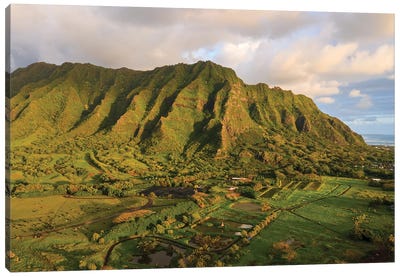 Sunset Over The Valley, Oahu Island, Hawaii Canvas Art Print - Oahu