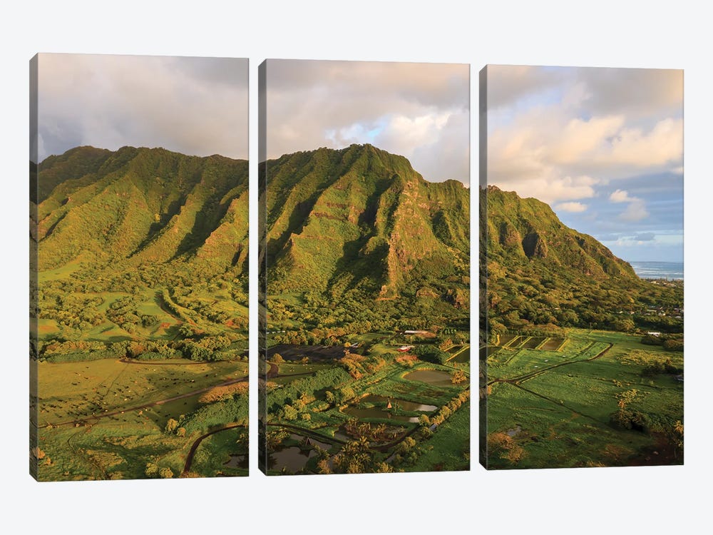Sunset Over The Valley, Oahu Island, Hawaii by Matteo Colombo 3-piece Canvas Art