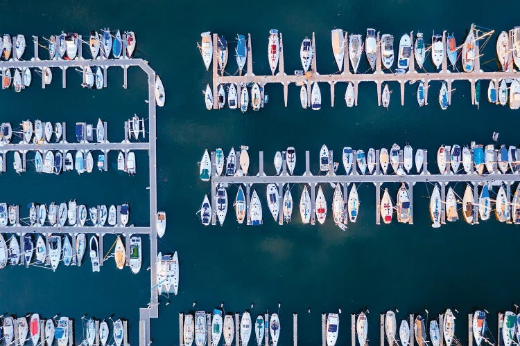 Yachts Lined Up At The Harbor, Hawaii
