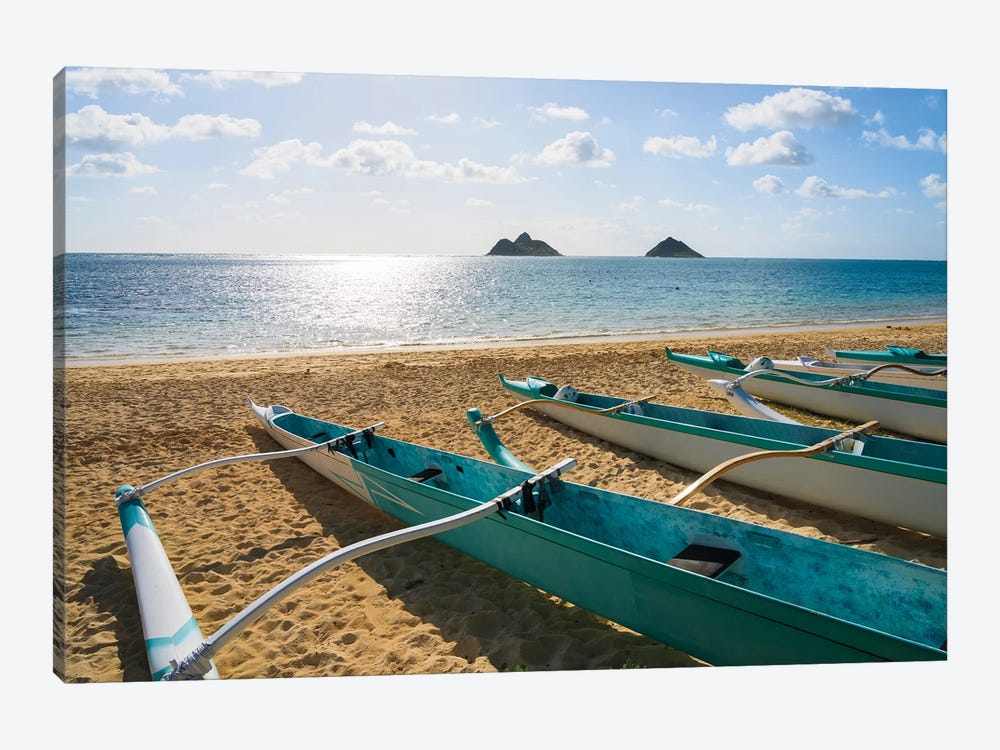 Canoes Lined Up At The Beach, Hawaii by Matteo Colombo 1-piece Art Print
