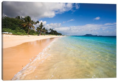 Beach And Turquoise Sea, Oahu, Hawaii Canvas Art Print - Oahu