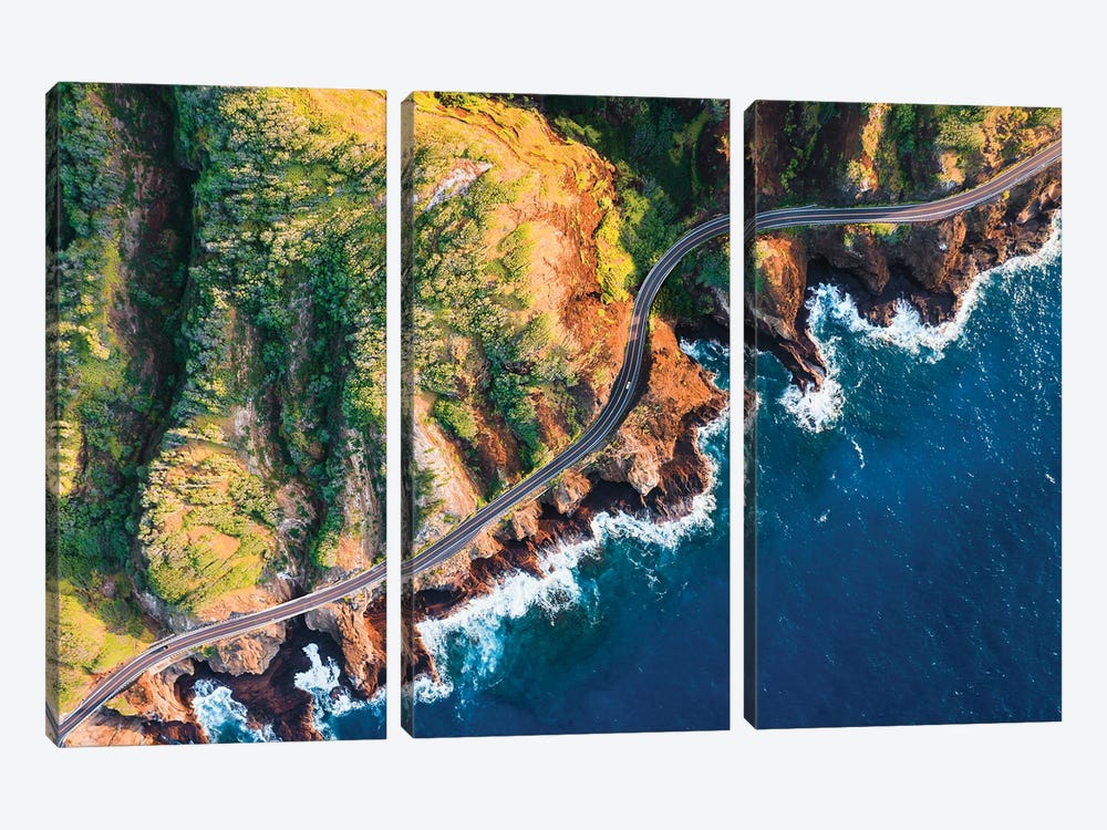 Road On The Coast Of Oahu, Hawaii I by Matteo Colombo 3-piece Canvas Print