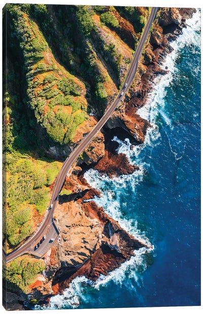 Road On The Coast Of Oahu, Hawaii II Canvas Art Print - Aerial Photography
