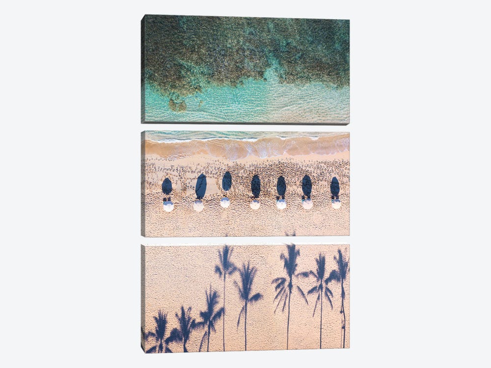 Aerial View Of Waikiki Beach With Sunshades, Hawaii by Matteo Colombo 3-piece Canvas Art Print