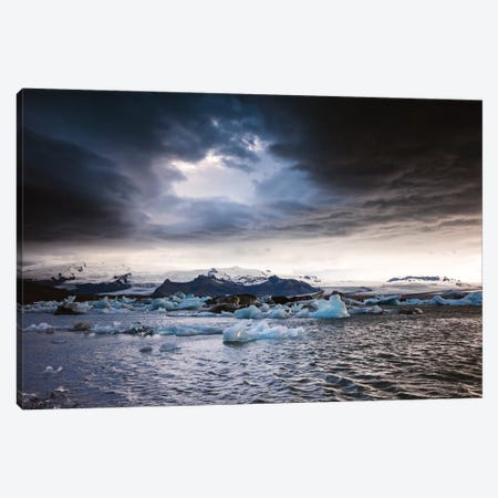 Stormy Weather Over Jokulsarlon, Iceland Canvas Print #TEO164} by Matteo Colombo Canvas Artwork