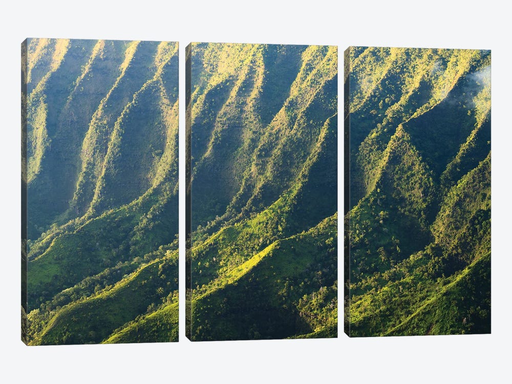 Mountain Ridges, Nature Abstract, Kauai, Hawaii by Matteo Colombo 3-piece Canvas Artwork