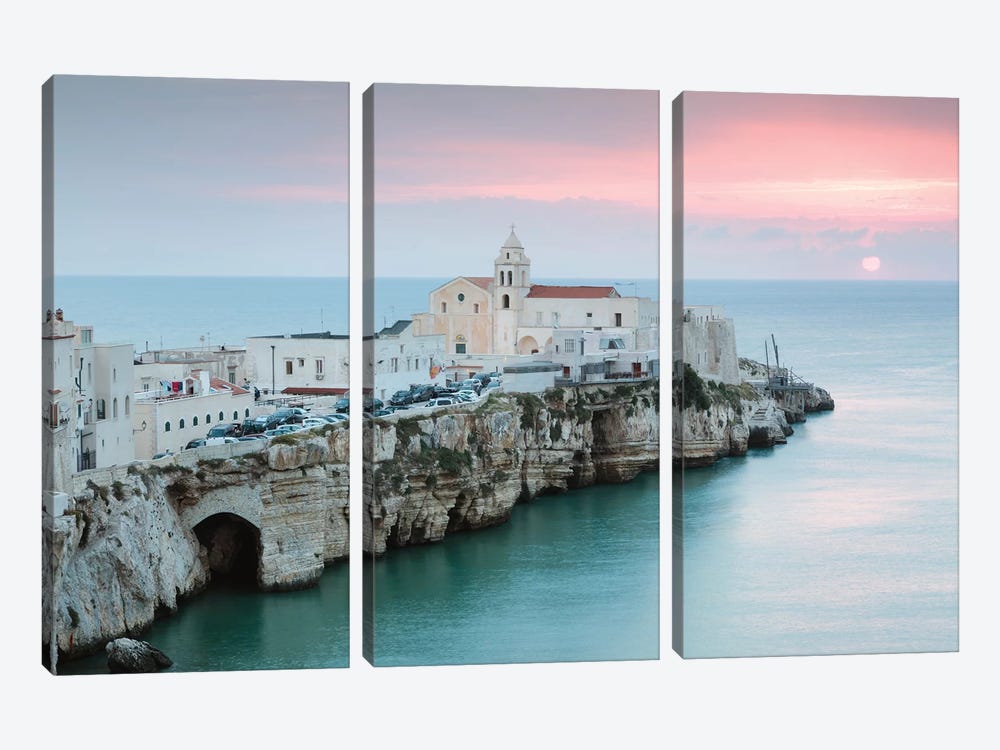 Sunrise Over Vieste Old Town, Apulia, Italy by Matteo Colombo 3-piece Canvas Artwork