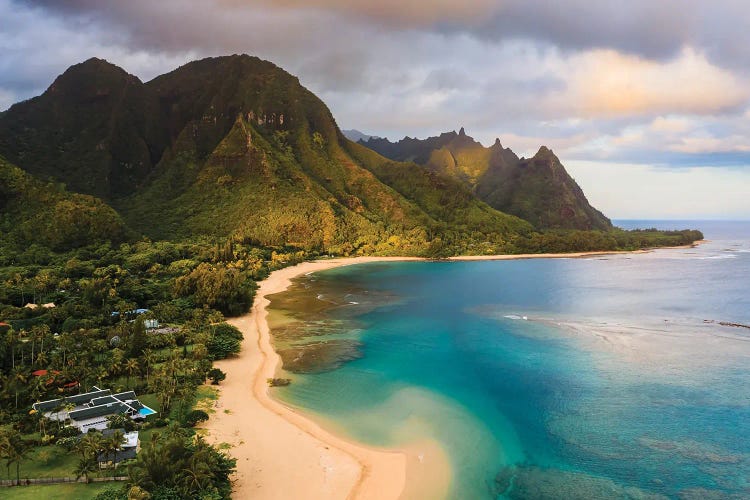 Aerial View Of Tunnels Beach And Coastline, Kauai, Hawaii