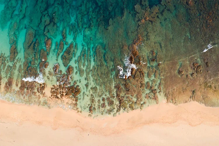 Beach Aerial And Reef II, Kauai Island, Hawaii