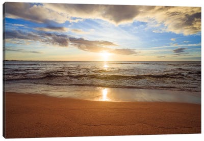 Sunset Over The Ocean, Big Island, Hawaii Canvas Art Print - Beach Sunrise & Sunset Art