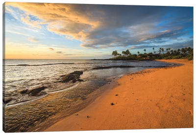 Sunset At Kukio Beach, Big Island, Hawaii Canvas Art Print - Beach Sunrise & Sunset Art