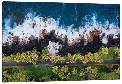 Road Along The Volcanic Coast, Big Island, Hawaii Canvas Art Print - Aerial Beaches 