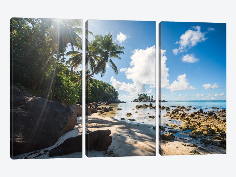 Beach With Palm Trees, Seychelles I by Matteo Colombo 3-piece Canvas Print