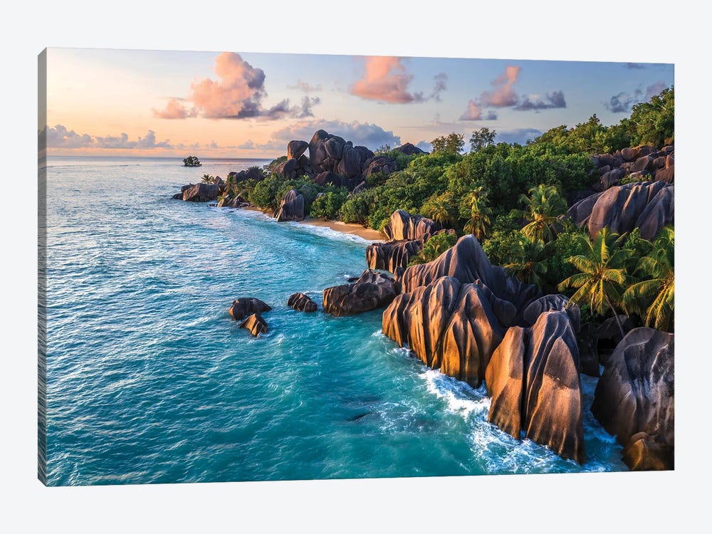 Sunset At Anse Source D'Argent Beach, La Digue, Seychelles by Matteo Colombo 1-piece Art Print