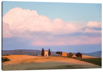 Sunset Over Vitaleta Chapel, Tuscany Canvas Art Print - Farm Art