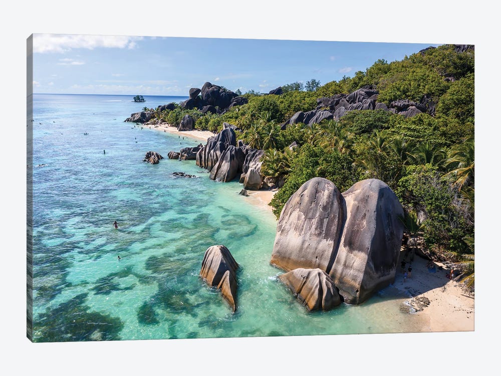Anse Source D'Argent Beach Aerial, Seychelles I by Matteo Colombo 1-piece Canvas Art