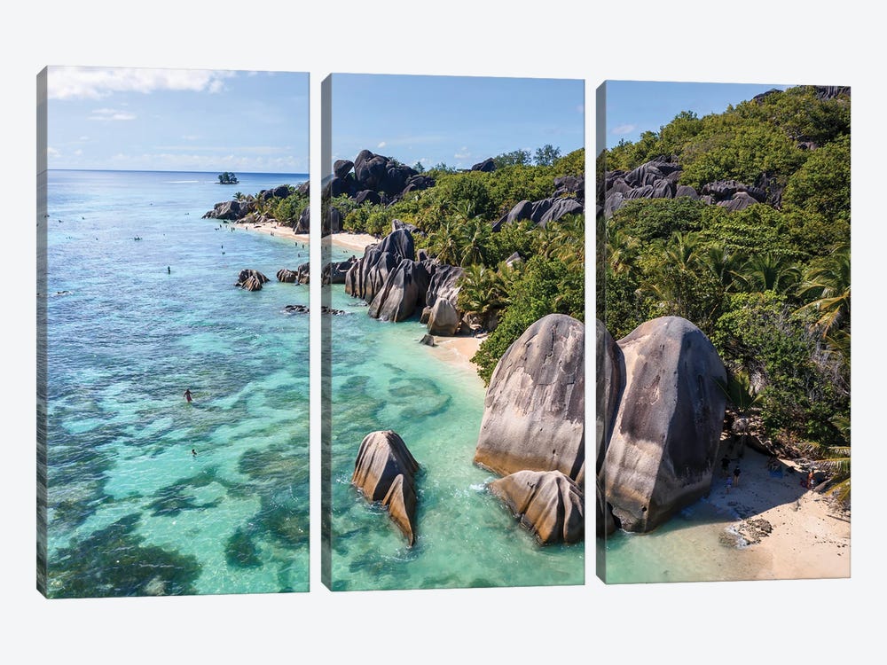 Anse Source D'Argent Beach Aerial, Seychelles I by Matteo Colombo 3-piece Canvas Artwork