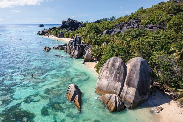 Aerial Beaches: Anse Source D'Argent Beach Aerial, Seychelles I by Matteo Colombo
