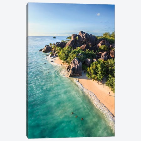 Anse Source D'Argent Beach Aerial, Seychelles III Canvas Print #TEO1702} by Matteo Colombo Canvas Wall Art