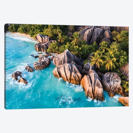 Famous Rock Formations, La Digue Island, Seychelles Canvas Print #TEO1704} by Matteo Colombo Canvas Print
