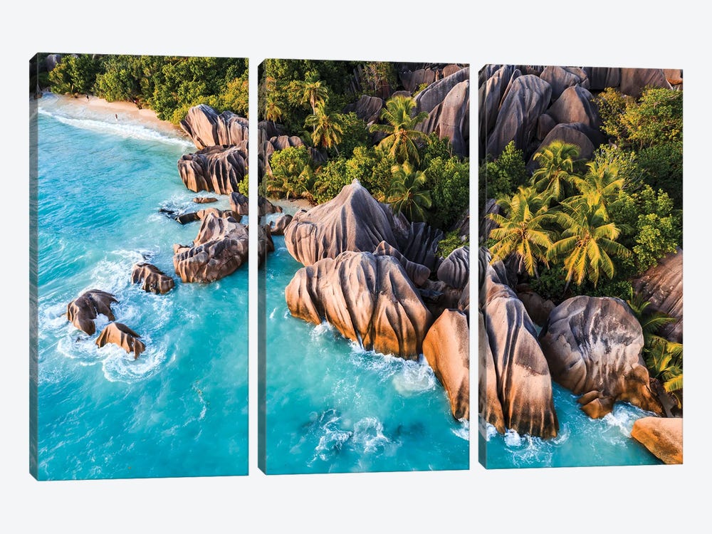 Famous Rock Formations, La Digue Island, Seychelles by Matteo Colombo 3-piece Canvas Art