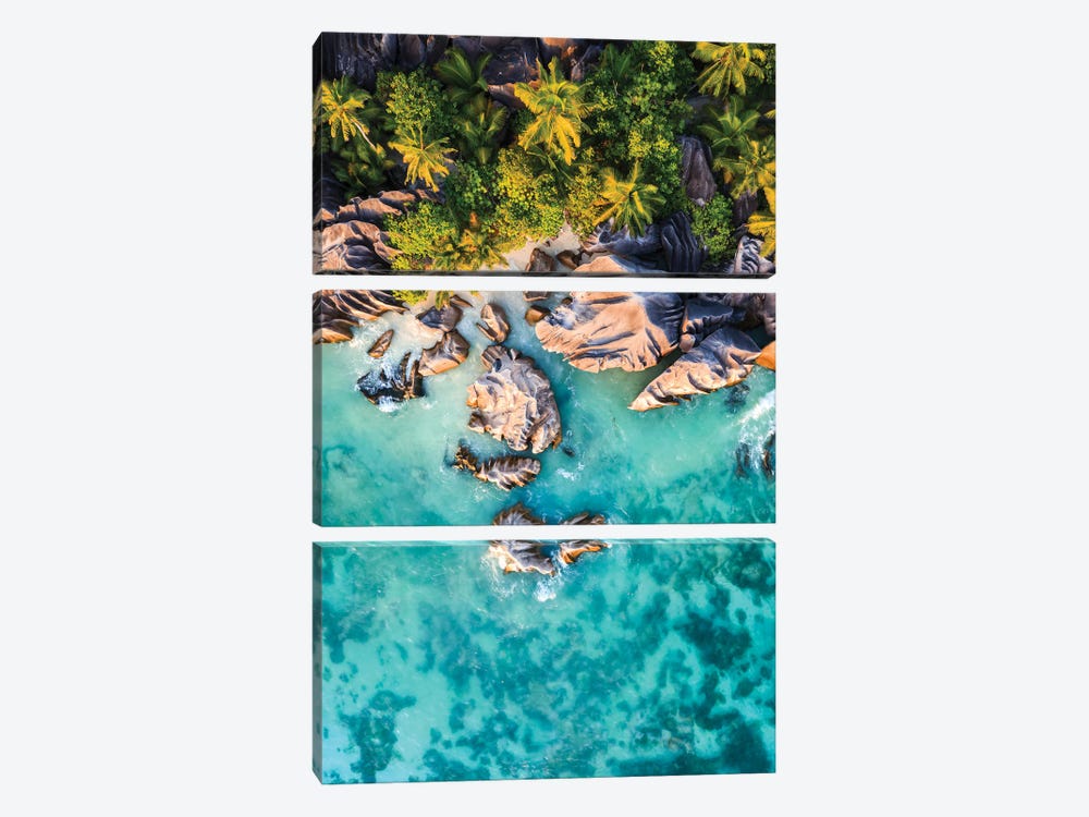 Rocky Coastline And Ocean, La Digue Island, Seychelles I by Matteo Colombo 3-piece Art Print