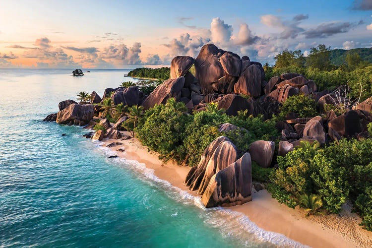 Dreamy Sunset Over La Digue Island, Seychelles