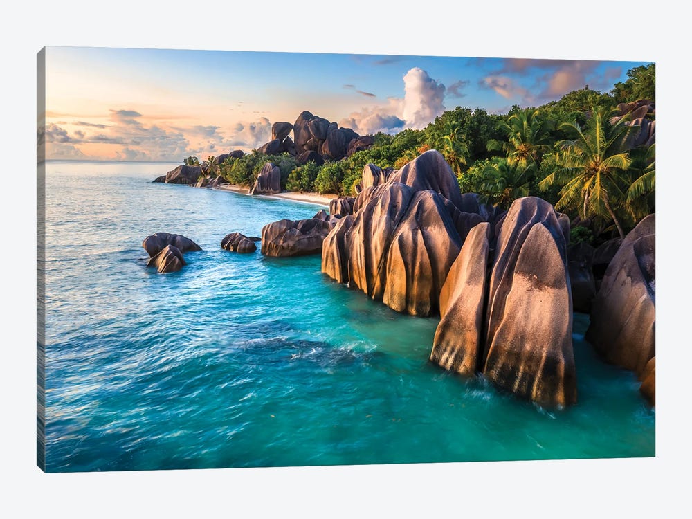 Sunset On The Tropical Island, La Digue, Seychelles I by Matteo Colombo 1-piece Canvas Print