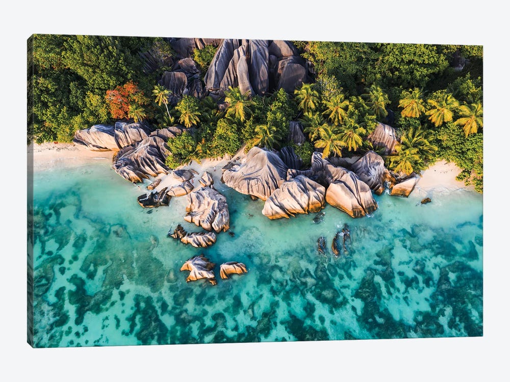 Aerial View Of Anse Source D'Argent Beach, Seychelles by Matteo Colombo 1-piece Canvas Art Print