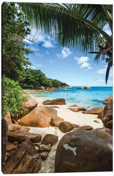Idyllic Tropical Beach In The Seychelles I Canvas Art Print - Seychelles