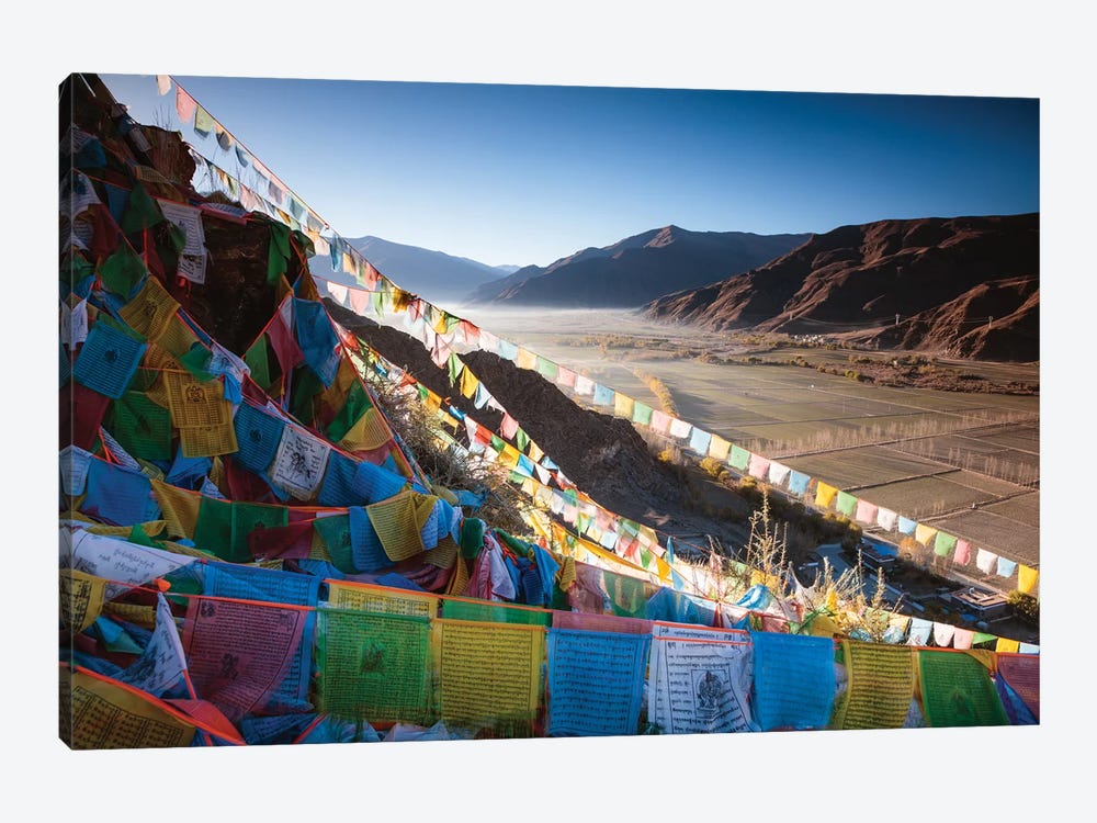 Tibetan Prayer Flags And Valley, Tibet by Matteo Colombo 1-piece Canvas Art
