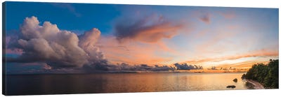 Panoramic Sunset Over The Ocean, Seychelles Canvas Art Print - Seychelles