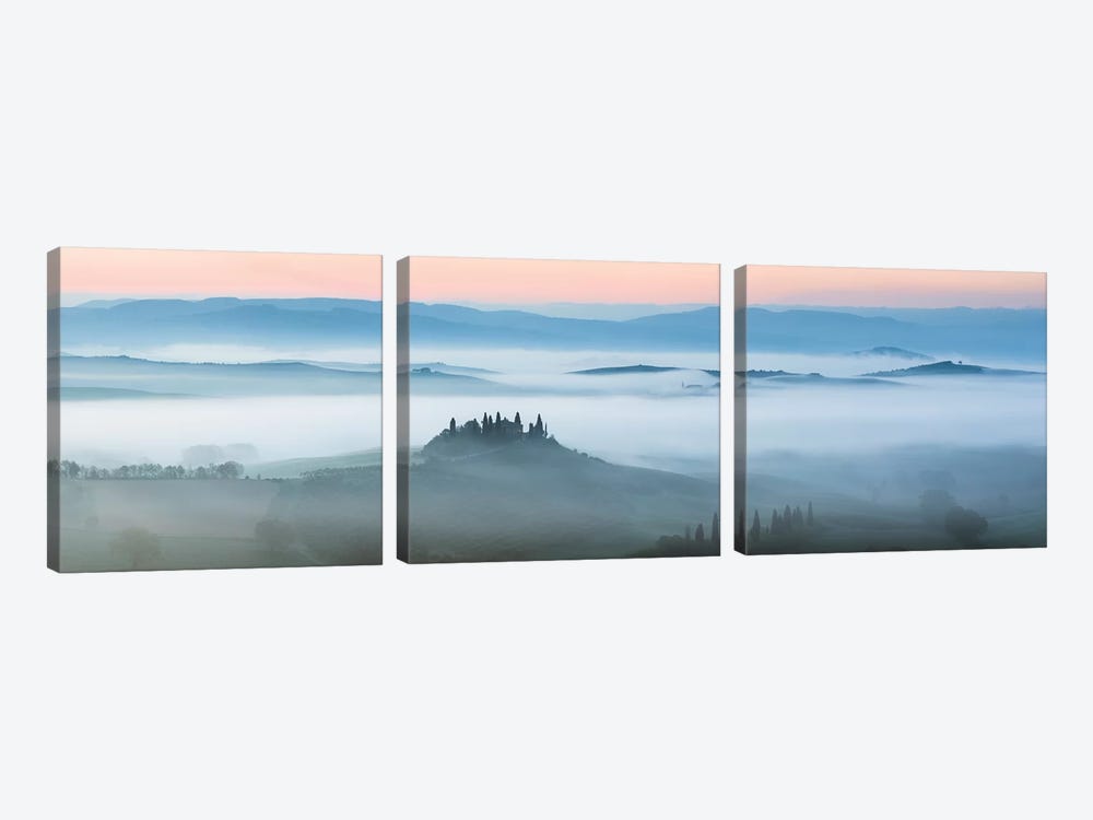 Val d'Orcia In The Mist, Tuscany, Italy by Matteo Colombo 3-piece Canvas Art