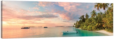 Sunset Over The Tropical Island, Maldives, Indian Ocean Canvas Art Print - Maldives