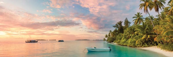 Islands: Sunset Over The Tropical Island, Maldives, Indian Ocean by Matteo Colombo