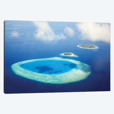 Islands In The Blue Indian Ocean, Maldives Canvas Print #TEO1757} by Matteo Colombo Canvas Wall Art