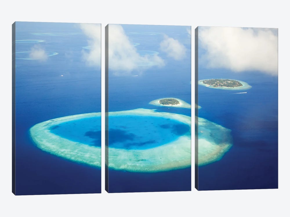 Islands In The Blue Indian Ocean, Maldives by Matteo Colombo 3-piece Canvas Art