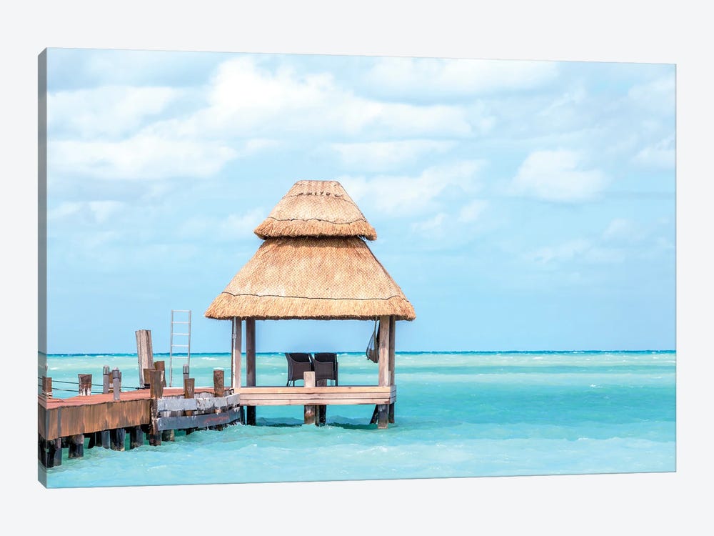Palapa On The Blue Caribbean Sea, Cancun, Mexico by Matteo Colombo 1-piece Canvas Art Print