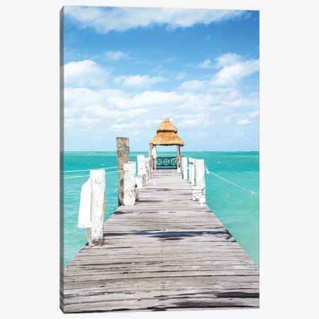 Wooden Pier To The Caribbean Sea, Mexico Canvas Print #TEO1770} by Matteo Colombo Canvas Art Print